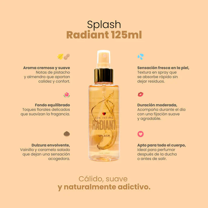 BODY SPLASH CON FEROMONAS RADIANT CON NOTAS DE PISTACHO 125ML Feromonalimbik