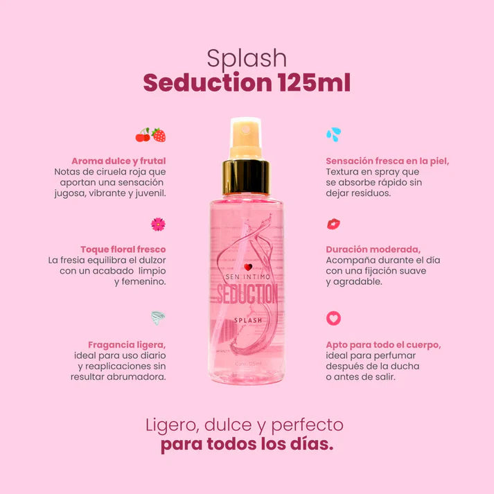 BODY SPLASH CON FEROMONAS SEDUCTION CON NOTAS DULCES DE CIRUELA 125ML Feromonalimbik