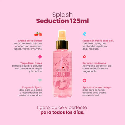 BODY SPLASH CON FEROMONAS SEDUCTION CON NOTAS DULCES DE CIRUELA 125ML Feromonalimbik