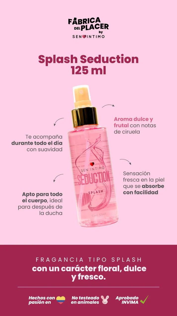BODY SPLASH CON FEROMONAS SEDUCTION CON NOTAS DULCES DE CIRUELA 125ML Feromonalimbik